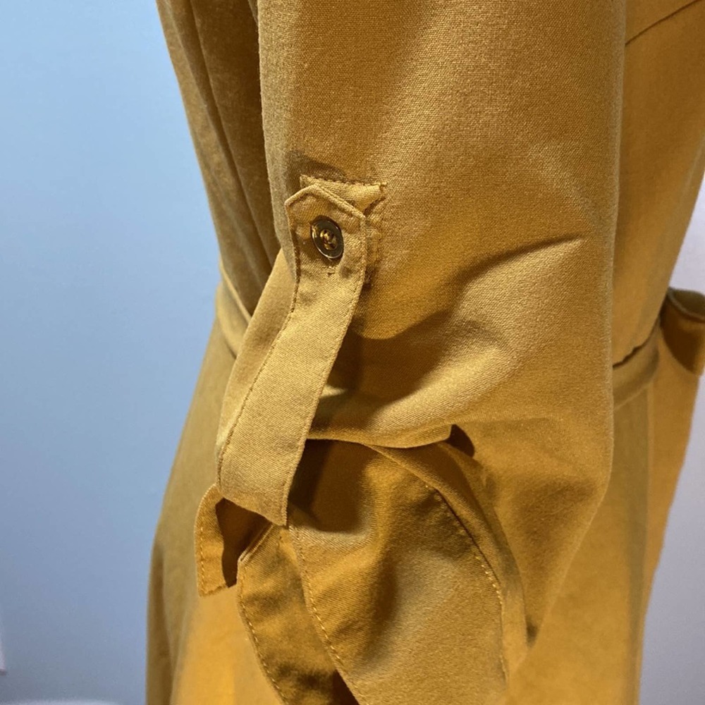 Sharagano Mustard Yellow Midi Shirt Dress - Picture 10 of 13